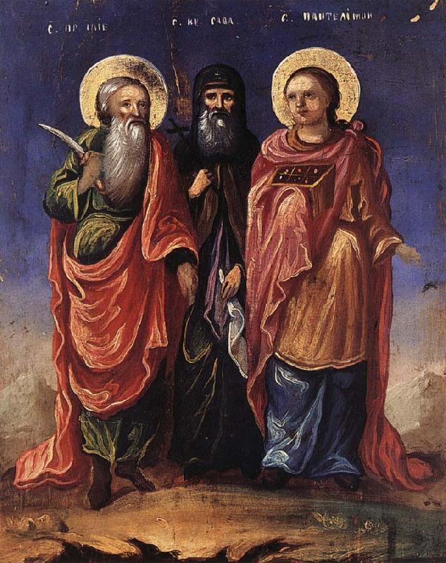 Nicolae Grigorescu Saints llie,Sava and Pantelimon France oil painting art